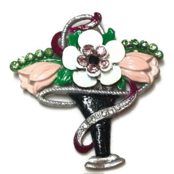 New England Glass Works Jewelry - Vintage New England Glass Works Flower Brooch